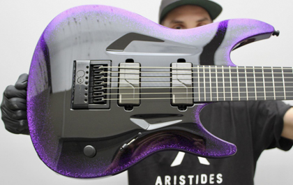 Aristides 070 Black Gloss Purple Sparkle burst with EverTune F7 model