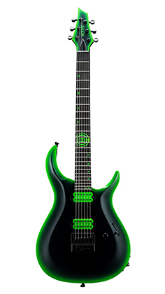 KIESEL Andy James signature 6-string • Carved Top • Black w/ Green