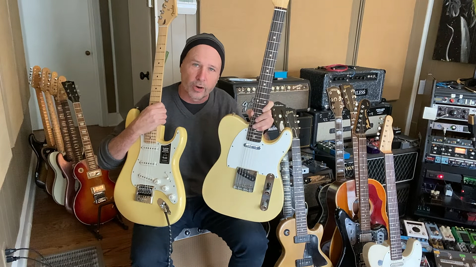 Jerry McPherson Awesome Unboxing Video • Fender Player Series Stratocaster Buttercream EverTune AfterMarket Upgrade versus all-original 1960 Telecaster that's currently out of tune
