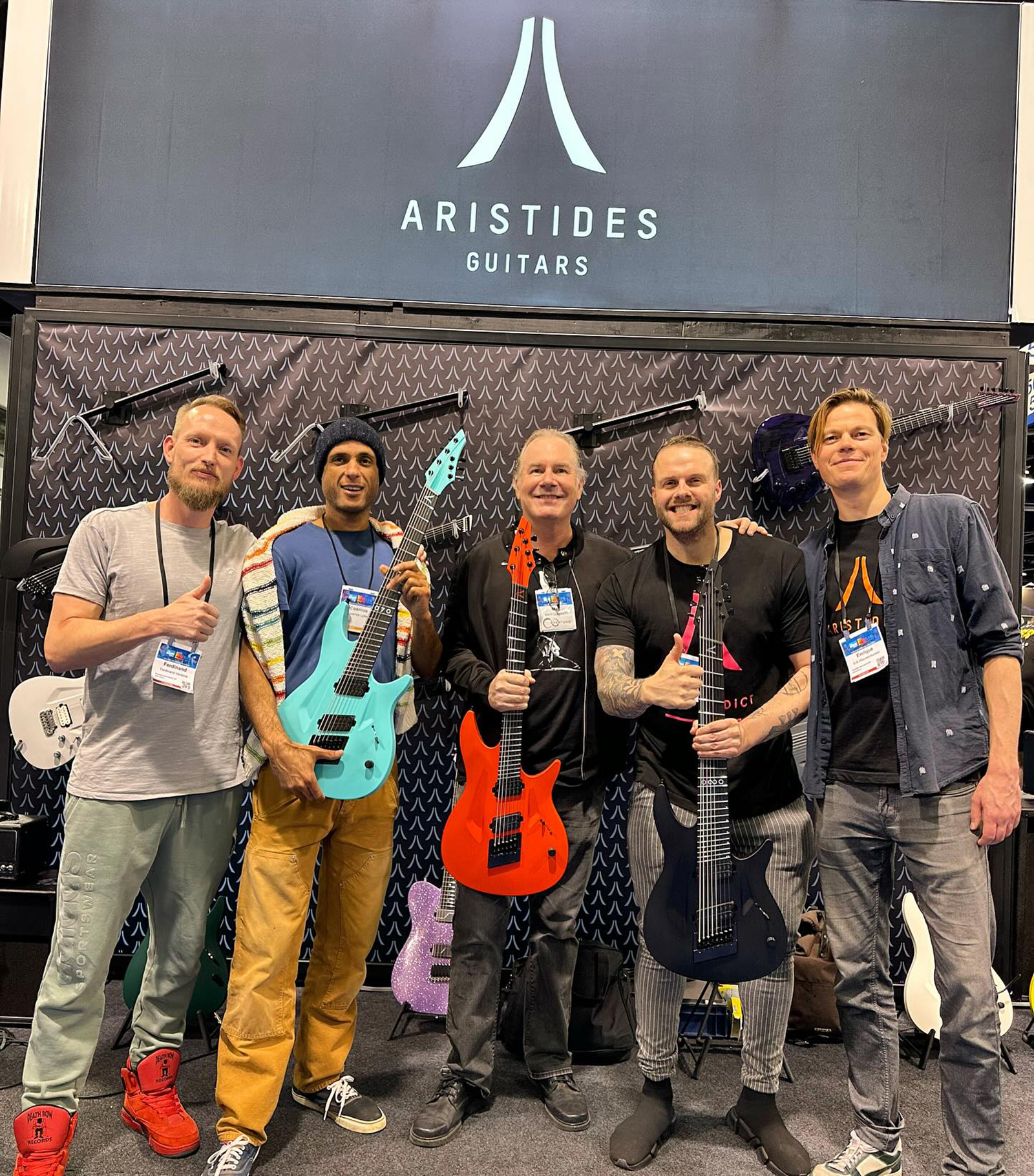 EverTune's Matt Blackett and Cosmos Lyles hang with the Aristides crew and their instruments with multiscale EverTune bridges.