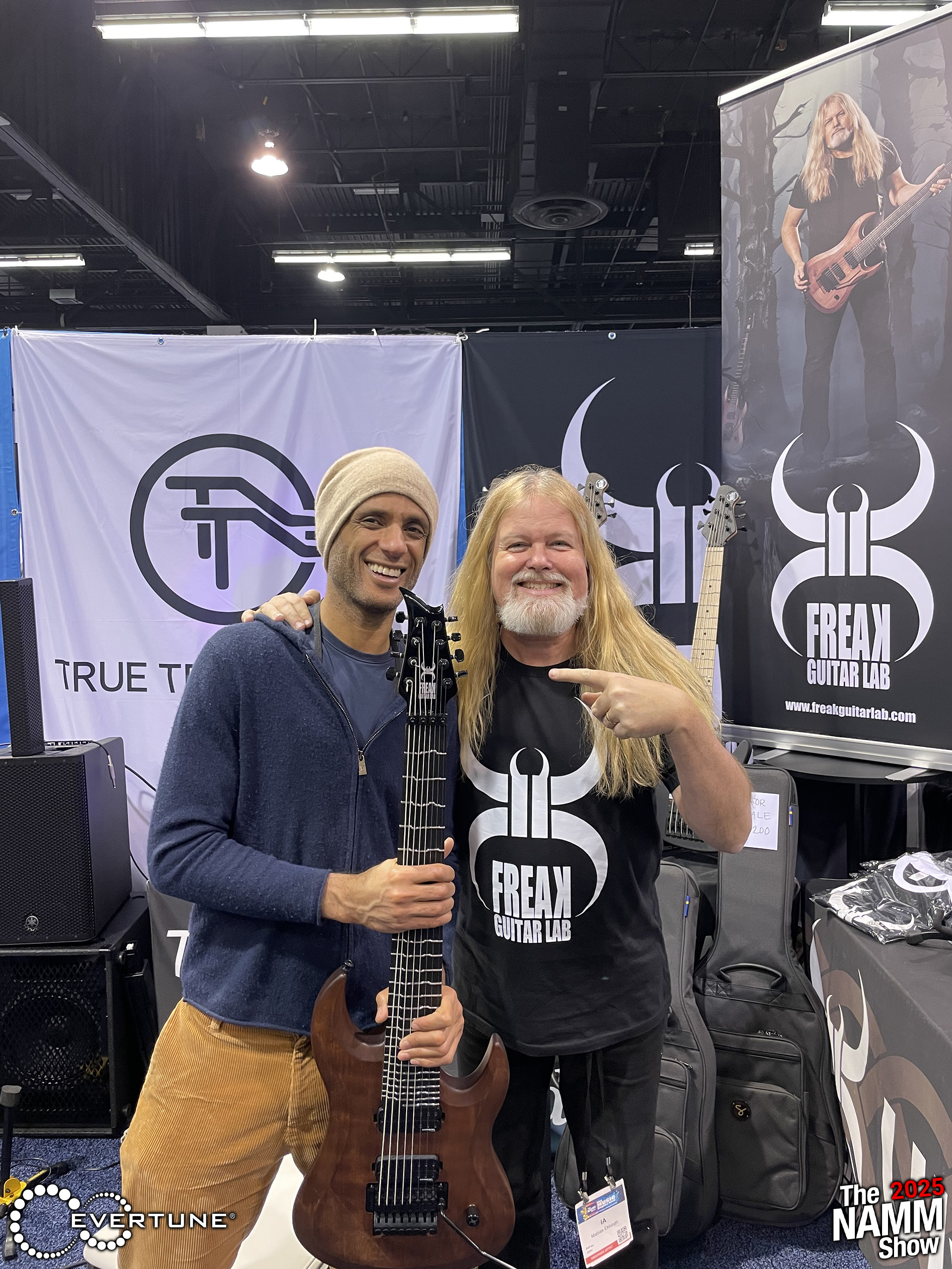 Cosmos Lyles with Matthias Eklundh with his new Freak Guitar Lab models