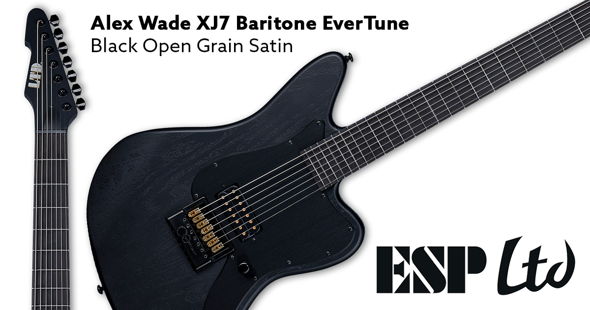 ESP LTD Alex Wade XJ7 Baritone EverTune • Black Open Grain Satin