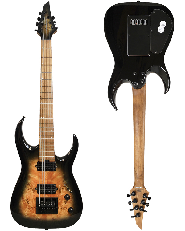 Jackson Misha Mansoor signature Juggernaut HT7P • Black Burst Burl • EverTune AfterMarket Upgrade