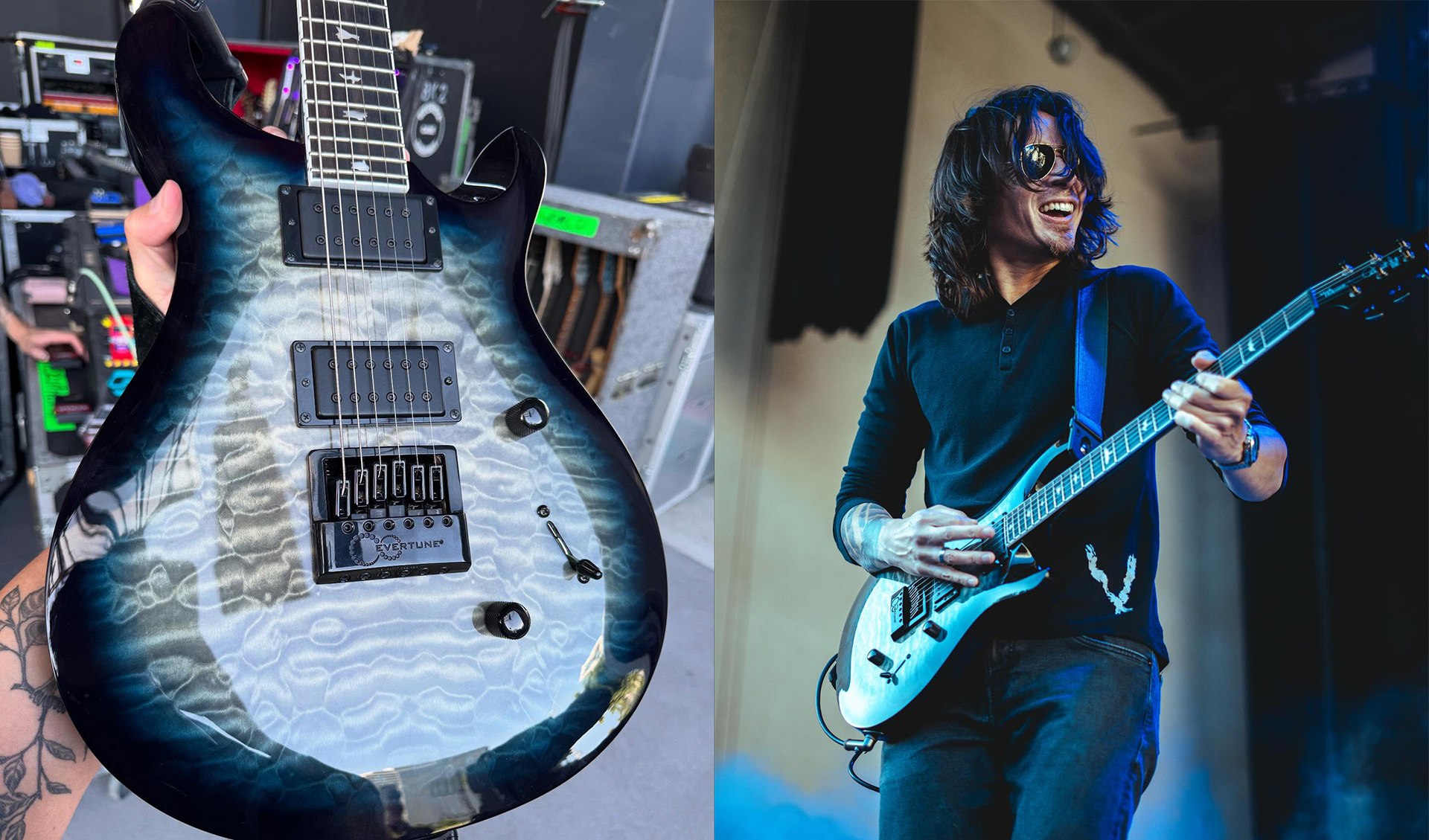 @periphery badass @markperiphery is ready for the @coheed and @mastodonrocks tour with this killer PRS. We installed that bridge for him. Want one? You're at the right place! 😉