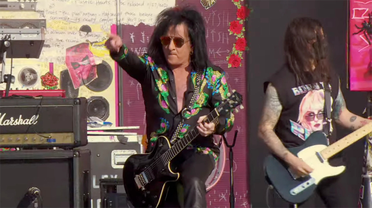 Steve Stevens at the 2021 Super Bowl 'TikTok Tailgate' Performance w/ Billy Idol and Miley Cyrus