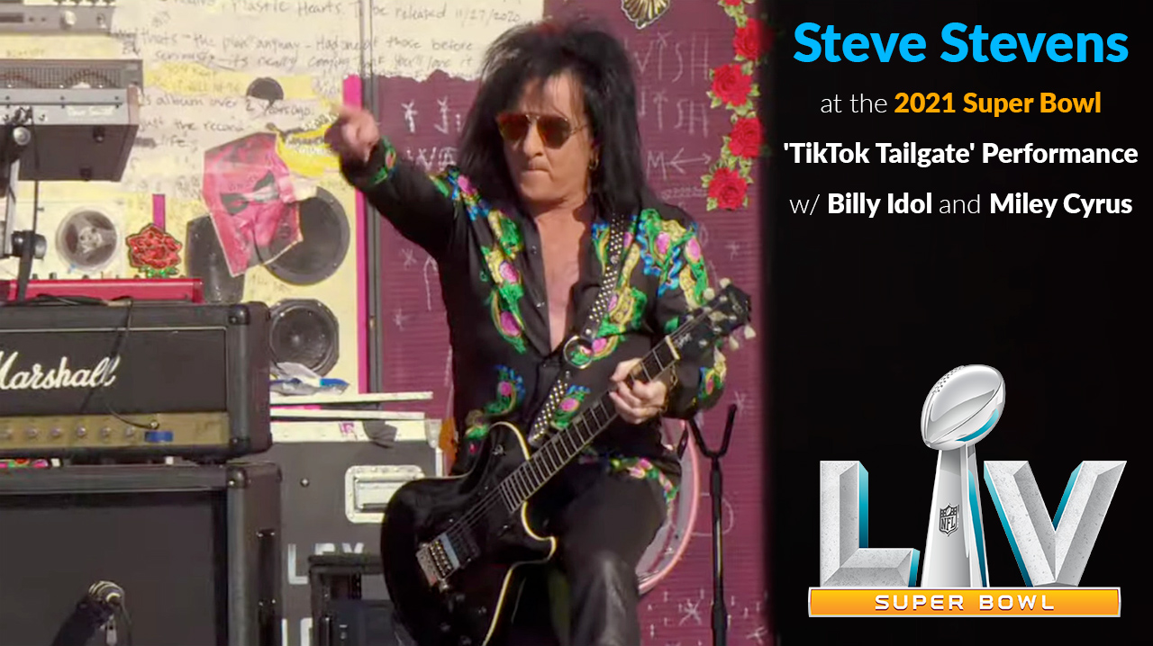 Steve Stevens at the 2021 Super Bowl 'TikTok Tailgate' Performance w/ Billy Idol and Miley Cyrus
